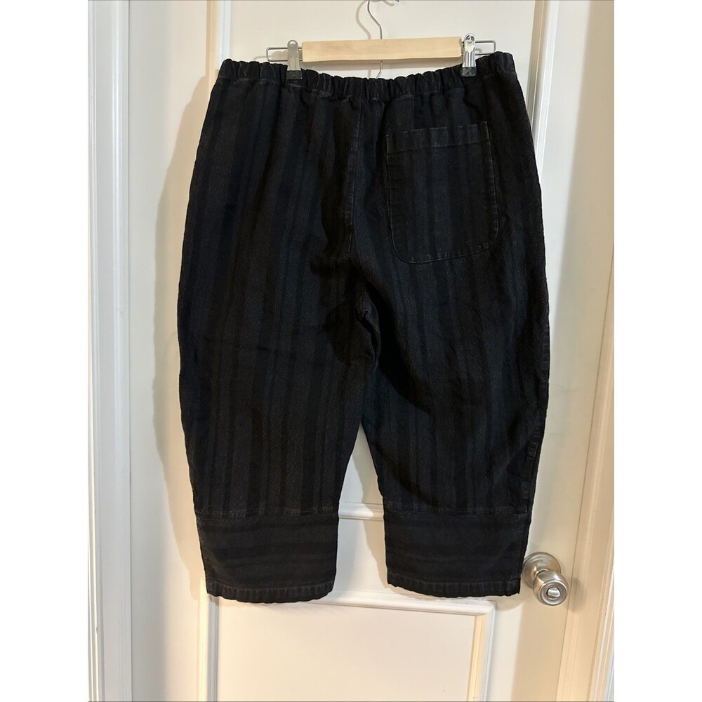Free People Small Black Drawstring Waist Pants Barrel Wide Leg Jeans Striped - Picture 4 of 9